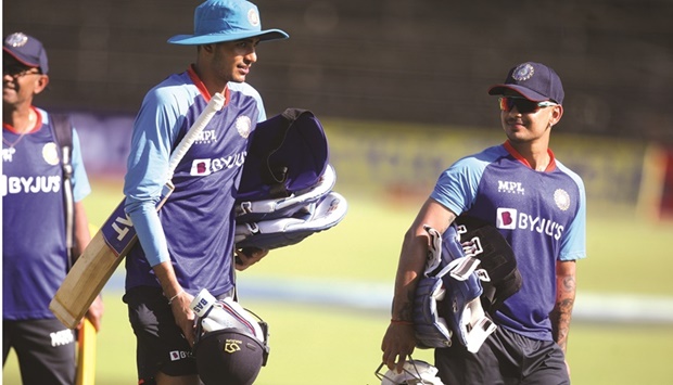 Indiau2019s Subman Gill (left) and Ishan Kishan during a net practice session in Harare, Zimbabwe, yesterday. India take on Zimbabwe in a three-match One Day  International series starting today.