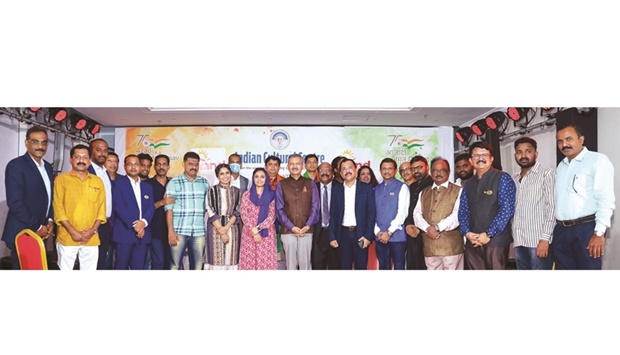 Indian Cultural Centre (ICC) organised an event with workers in Qatar at Asian Town Cricket Stadium - Recreation Hall, as part of the celebrations of Indiau2019s 75th Anniversary of Independence - Azadi Ka Amrut Mahotsav.