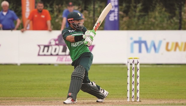 Pakistanu2019s Mohamed Rizwan hits out during his knock of 69 not out in the second One Day International against the Netherlands in Rotterdam yesterday.