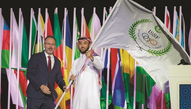 The closing ceremony was attended by the Turkiyeu2019s Minister of Youth and Sports Mehmet Muharrem Kasapoglu (left) and Islamic Solidarity Sports Federation President and Sports Minister of Saudi Arabia Prince Abdulaziz bin Turki al-Faisal.