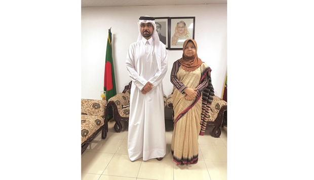 HE the Secretary-General of the National Human Rights Committee, Sultan bin Hassan al-Jamali with Chairperson of the Bangladesh National Human Rights Commission Nasima Begum