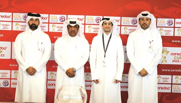 Officials during the Ooredoo Cup draw ceremony at the Al Bidda Tower on Thursday.