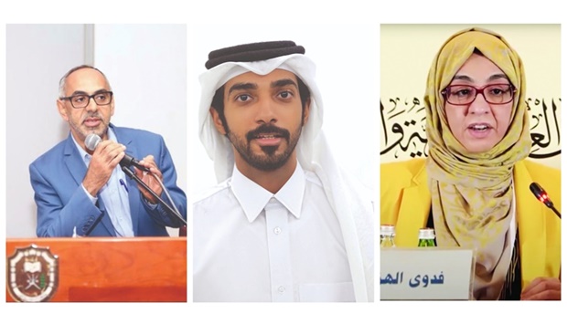 Dr Abdul Gabbar al-Sharafi, left, Rashid al-Rumaihi, middle, and Dr Fadoua El Heziti