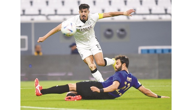 Al Saddu2019s Baghdad Bounedjah in action during the QNB Stars League match against Al Sailiya at the Education City Stadium yesterday. PICTURE: Noushad Thekkayil
