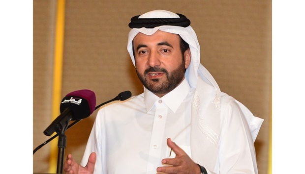 Qatar Media Corporation (QMC) CEO HE Sheikh Abdul Aziz bin Thani al-Thani addressing the event Wednesday. PICTURES: Shaji Kayamkulam.