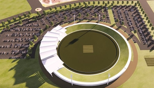 A computer-generated image of a cricket stadium to be built in the city of Los Angeles. Reports earlier this year said Indiau2019s Indiau2019movie superstar Shah Rukh Khanu2019s The Knight Riders Group (KRG) will be instrumental in building this world-class cricket stadium in partnership with Major League Cricket in the US.