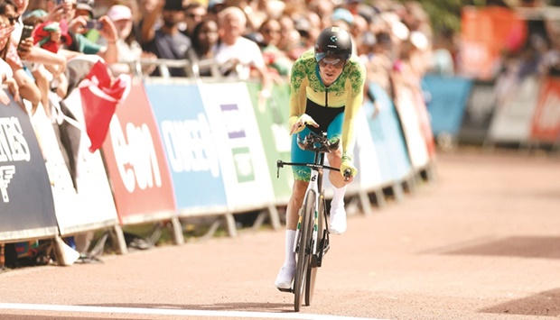 Australiau2019s Rohan Dennis in action during the menu2019s individual time trial final at the West Park, Wolverhampton, Britain, yesterday. (Reuters)