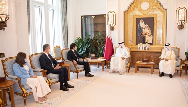HE the Prime Minister and Minister of Interior Sheikh Khalid bin Khalifa bin Abdulaziz Al-Thani received the message during his meeting on Monday morning with Lebanon's Minister of Information Ziad Al Makari and Minister of Tourism of the Lebanese Republic Walid Nassar.