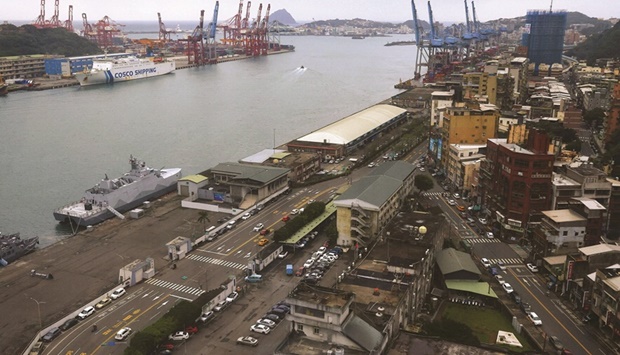 A general view of a port in Keelung, Taiwan. China and Hong Kong combined remain by far Taiwanu2019s largest export market. Shipments totalled more than $16bn in July, compared with nearly $7bn in total exports to the US.