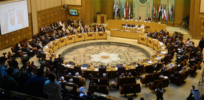 Arab League foreign ministers attending an emergency meeting