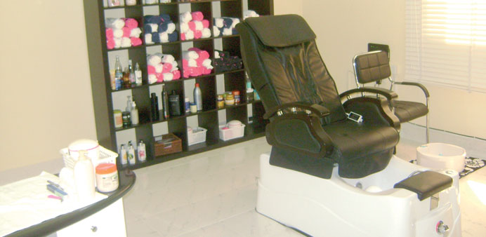 A view of the manicure/pedicure room at AfroChic salon.
