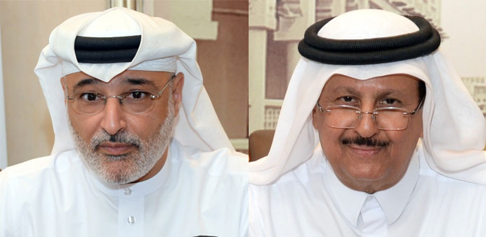 (left) SAK Holding Group deputy CEO Abdul Rahman al-Najjar and chairman Sheikh Thani bin Abdulla al-Thani. PICTURE: Thajudheen.