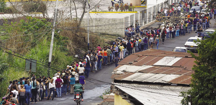 A food line in Venezuela.