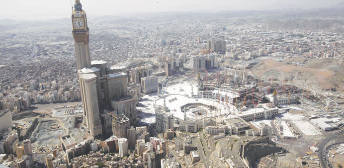 An aerial view of the Grand Mosque in the holy city of Makkah.