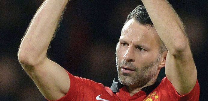 Ryan Giggs was inspirational in Unitedu2019s 3-0 defeat of Olympiakos in the Champions League, playing forward passes at every opportunity. (AFP)