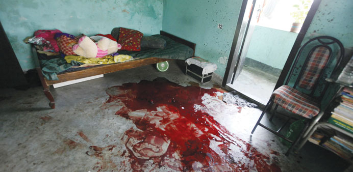 The room where Niloy Chakrabarti was murdered at his home in Dhaka.