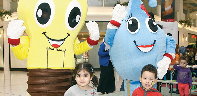 Children join Water Day celebrations hosted by Kahramaa at Landmark Mall.