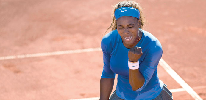 Serena Williams celebrates her semi-final win over Klara Zakopalova 