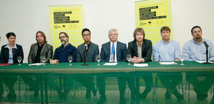 Allyson Vanstone, left, along with  organising team  of the Tasmeem Doha 2013 during a press conference yesterday.