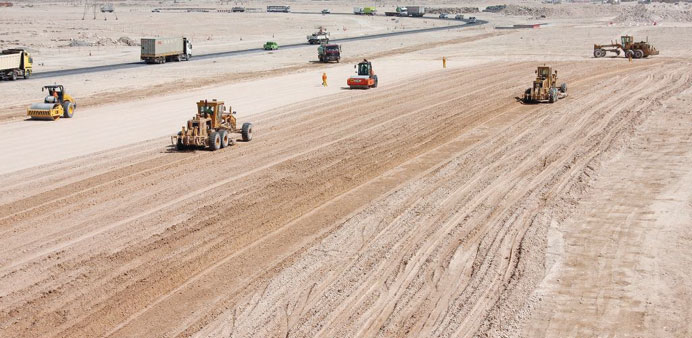 Construction in progress on the new expressway project in Qatar - the East West Corridor in south Doha.