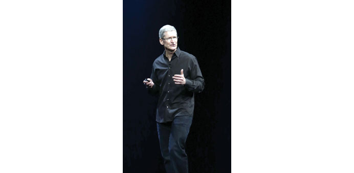 * Tim Cook, Apple CEO, delivers his opening address for the Apple Worldwide Developers Conference in San Francisco, California.