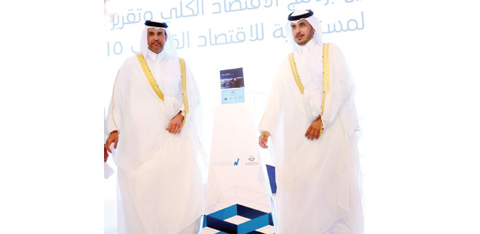 HE Sheikh Abdullah and HE Sheikh Ahmed after unveiling the new macroeconomic model.