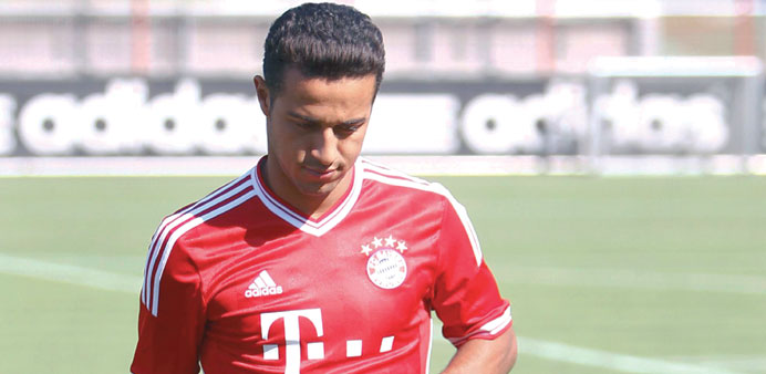 Spainu2019s player Thiago Alcantara during the official presentation as Bayern Munichu2019s player at the training area in Munich yesterday. (Reuters)