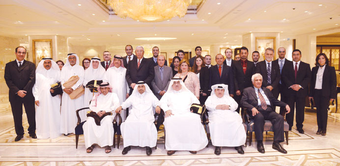 Dignitaries from Qatar at the high-profile celebration seen with Commercial Bank managing director Hussein Alfardan.