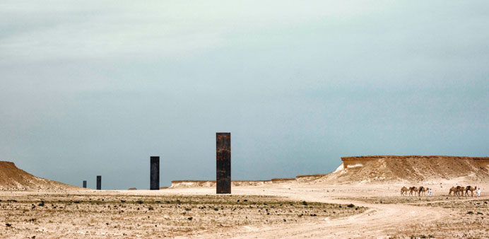 American artist Richard Serrau2019s u2018East-West/West-Eastu2019 features four huge steel plates at Brouq Nature Reserve, about 60km from Doha.