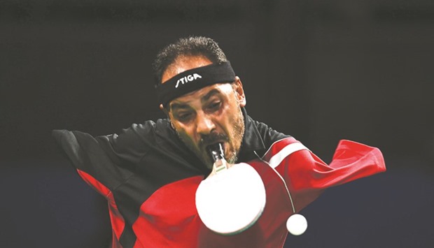Egyptu2019s Ibrahim Hamadtou competes in table tennis at the Riocentro during the Paralympic Games in Rio de Janeiro, Brazil.