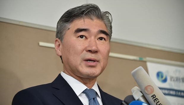US State Department's Special Representative for North Korea Policy Ambassador Sung Kim answers questions at a briefing in Tokyo on Sunday.
