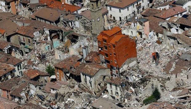 A general view after earthquake that levelled the town in Amatrice