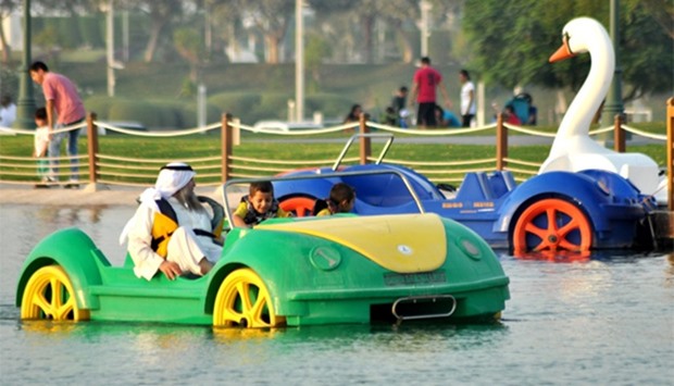 Paddle boats are among the popular amenities at Aspire Park. PICTURE: Peter Alagos.