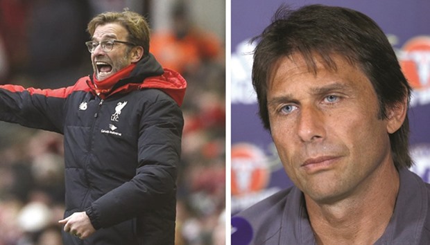 Liverpool coach Jurgen Klopp and Chelseau2019s Antonio Conte (right) are renowned for the remarkable intensity of their touchline antics.