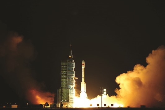 Tiangong-2 lifts off from the launch pad in Jiuquan, Gansu province, China, on Thursday.