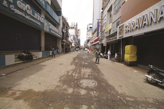 Shops in Chennai remained shut during a strike called in Tamil Nadu yesterday.