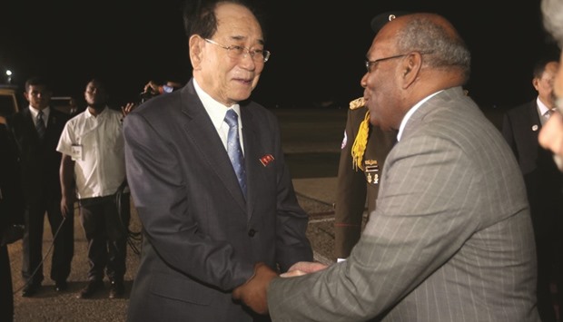 Kim Yong Nam, President of the Presidium of the Supreme Peopleu2019s Assembly of North Korea (left), shakes hands with Venezuelau2019s Vice President Aristobulo Isturiz, as he arrives in Margarita for the 17th Non-Aligned Summit. Opec memberVenezuela, which has the worldu2019s largest proven oil reserves, has been one of the countries worst hit by the fall in crude prices which has left its economy in a crisis.