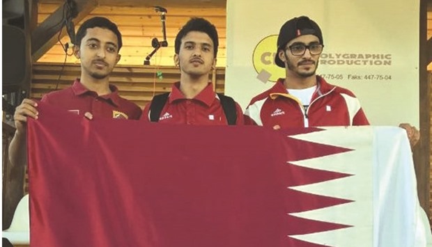 Ahmad Zayed al-Shammari, Mohamed Nasser al-Yafei and Rabeaa al-Kuwari won the 25m Standard Pistol Menu2019s Team bronze medal at ISSF Junior World Cup for rifle, pistol and shotgun in Qabala, Azerbaijan. (Twitter/QOC)