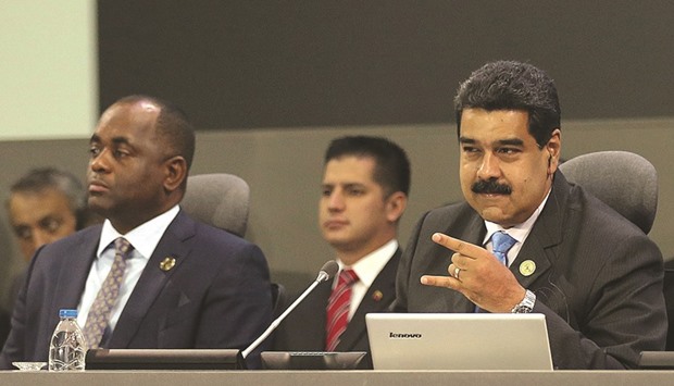 Venezuelan President Nicolas Maduro speaks during the closing ceremony of the Non-Aligned Movement summit in Porlamar, Margarita Island, Venezuela.