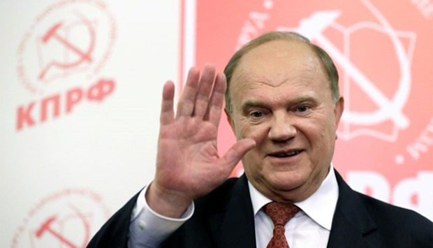 Russia's Communist Party leader Gennady Zyuganov attends a news conference at the party's campaign headquarters following a parliamentary election in Moscow, Russia