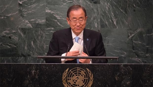 UN Secretary General Ban Ki-moon speaks the United Nations in New York on Wednesday.