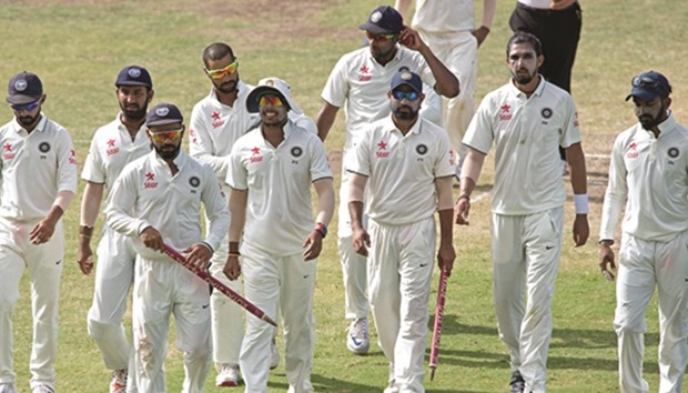India under Virat Kohli (third left) will be playing 13 Test matches this season at home. They take on the New Zealand from today in the first of three Tests and Indiau2019s 500th in total. (AFP)