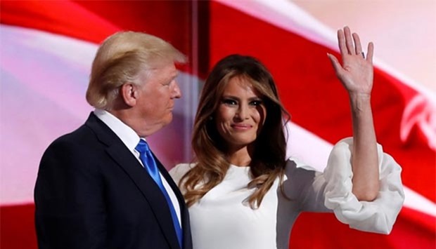 Melania Trump stands with her husband Donald Trump at the Republican National Convention in Cleveland in July this year.