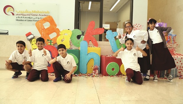 A group of Students at Qatar Academy Msheireb during the orientation event.
