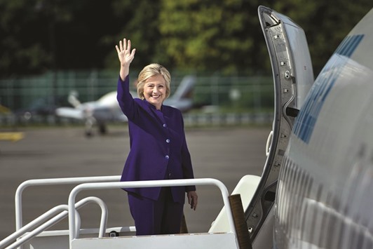Clinton at Westchester County Airport yesterday.