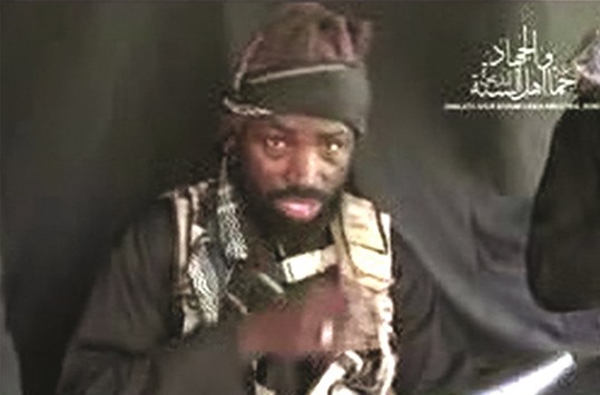 A screen grab from a video on YouTube of Boko Haram leader Abubakar Shekau making a statement at an undisclosed location.