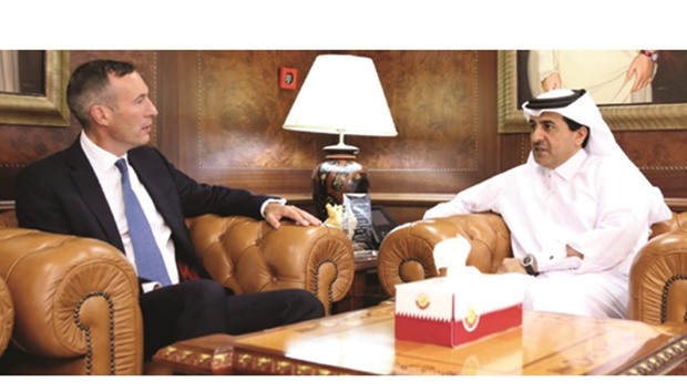 HE Dr Ali bin Fetais al-Marri during a meeting with Gary Balch.