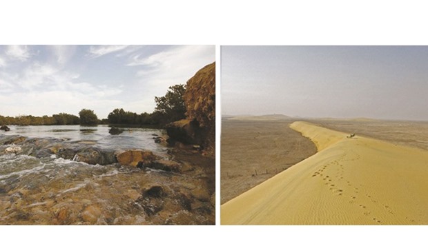 (Left) A different view of Al Khor.   (Right) The singing sand dunes attract a number of visitors. PICTURES: Leo Bautista