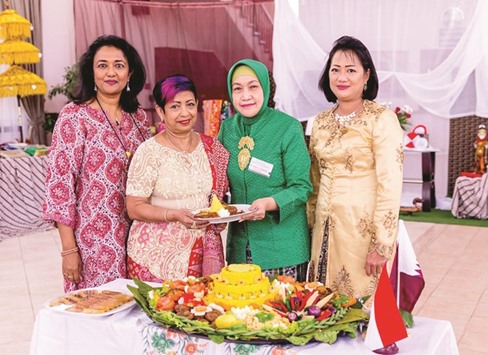FOOD AND FINERY: Anu Vye, Shriani Burley, Andi Una Sidehabi, the wife of the Indonesian ambassador to Qatar, and Ruth Sabry.    Photo by Aishah Moors