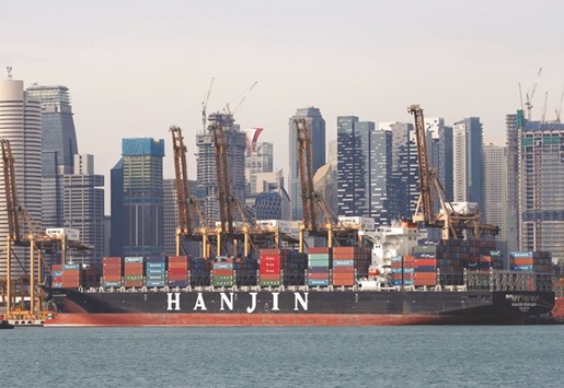 Hanjin Hungary container ship is docked at PSAu2019s Tanjong Pagar terminal in Singapore. The Seoul Central District Court had established a committee to evaluate Hanjin Shipping and the outcome is due in November, while the container company needs to submit its proposal for revival by December 23.